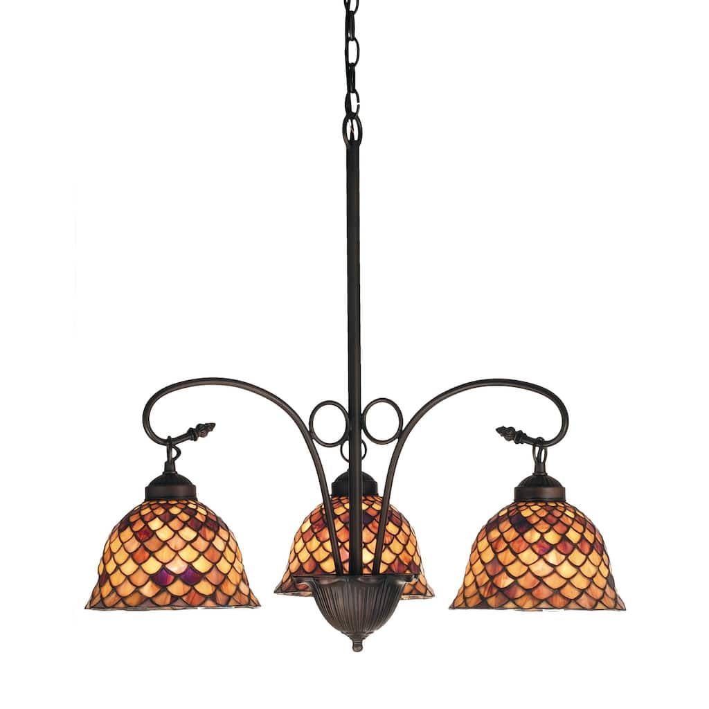 24 Inch Wide tiffany fishscale 3 lt Chandelier