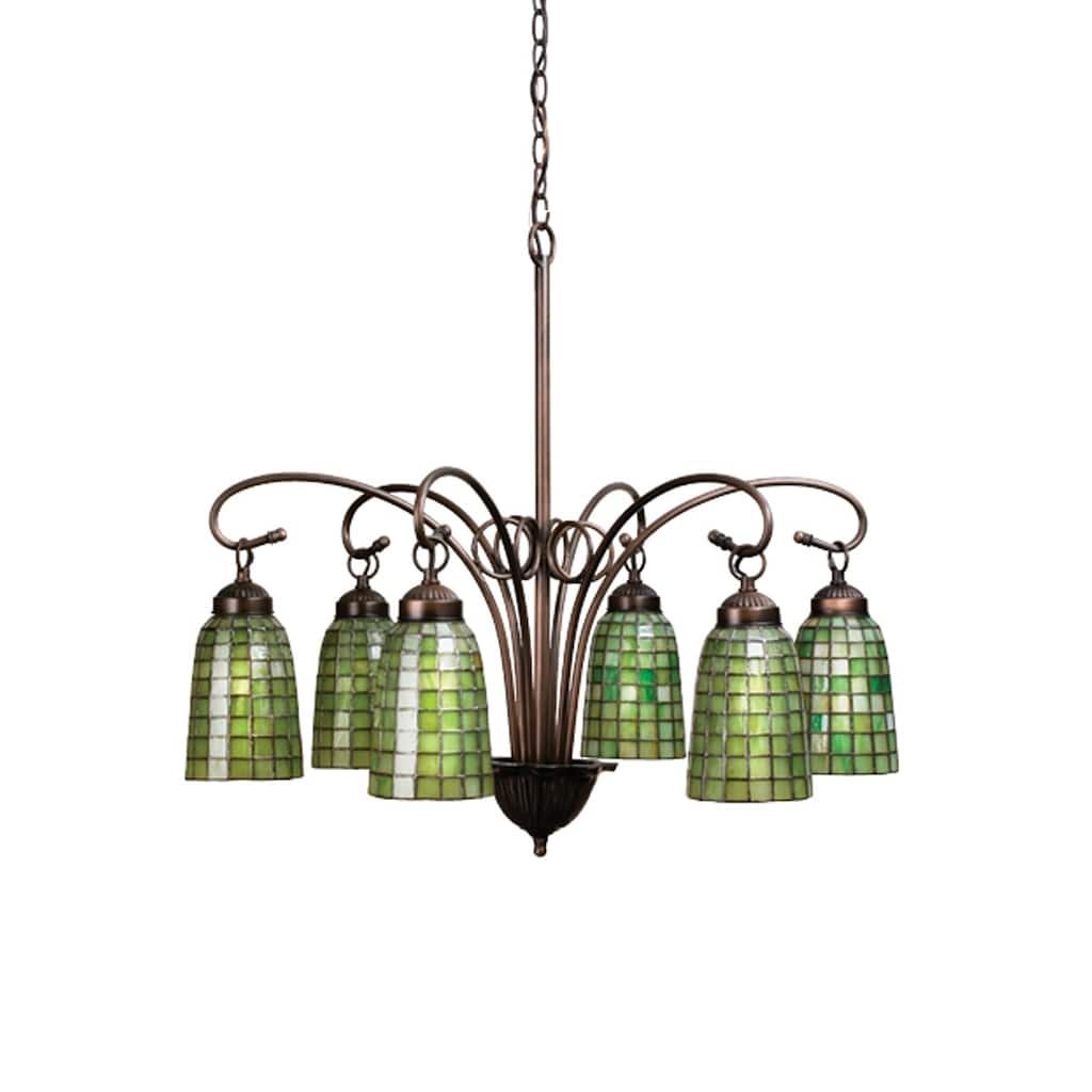 28 Inch Wide terra verde 6 lt Chandelier
