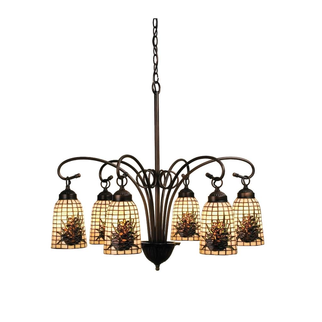 28 Inch Wide pine barons 6 lt Chandelier