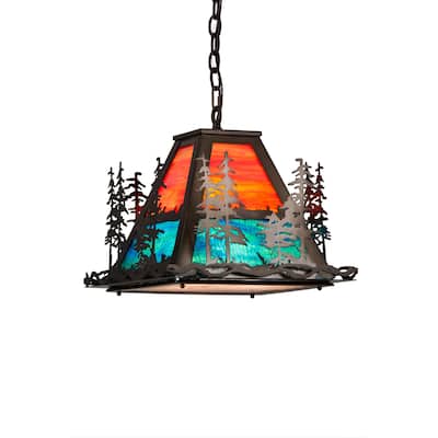 16 Inch sq tall pines left Pendant