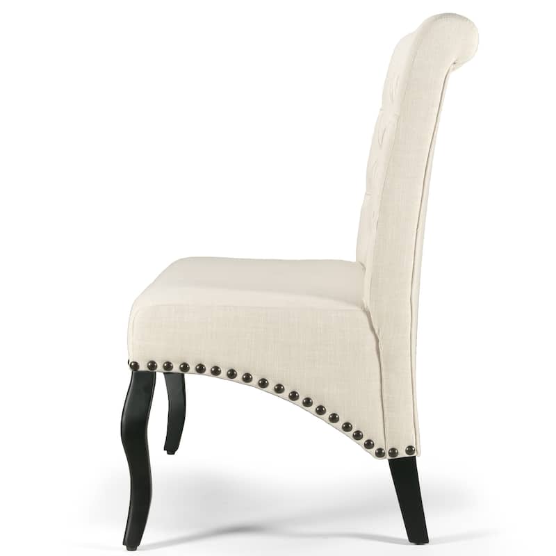 Alisa Beige Upholstered Settee Banquette Bench Loveseat Button Tufted