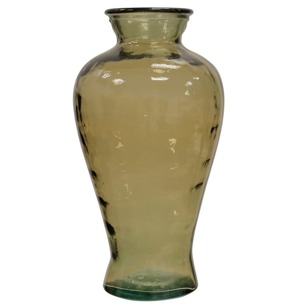 Translucent Amber Curved Glass Vase