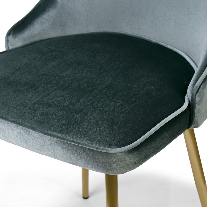 Set of 2 Alpha Grey Velvet Chair with Brushed Golden Steel Legs