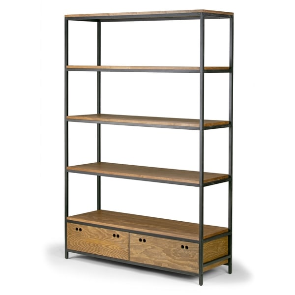 Shop Alta Brown Pine Wood Display Shelf Etagere Bookcase ...