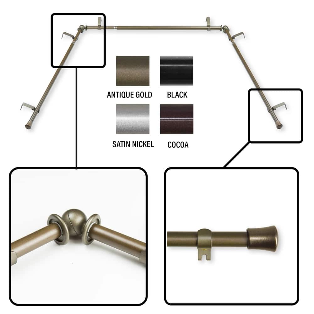 InStyleDesign 5/8 inch Bay Curtain Rod 20"-36", 38"-72"