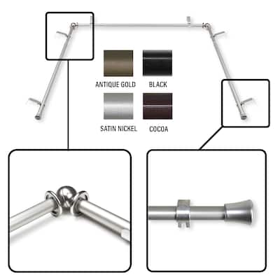 InStyleDesign 5/8 inch Bay Curtain Rod 20"-36", 38"-72"