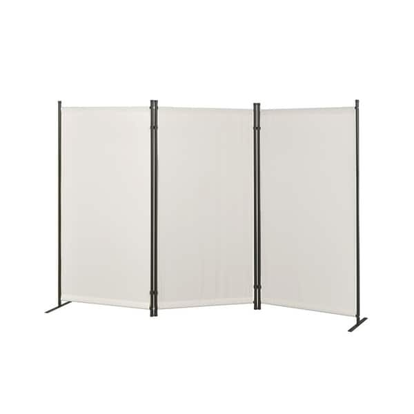 Galaxy Indoor Outdoor 3 Panel Room Divider Beige With Heavy Metal Tubing Frame And Water Resistant Fabric