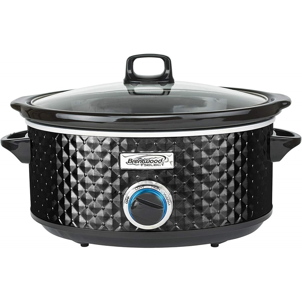 Brentwood Scallop Pattern 4.5 Quart Slow Cooker in Stainless Steel - Bed  Bath & Beyond - 33685356