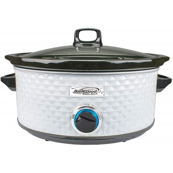 Brentwood Scallop Pattern 4.5 Quart Slow Cooker in White