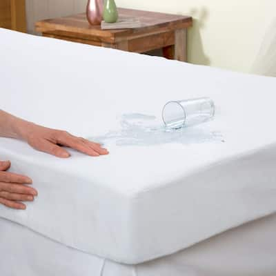 Elegant Comfort Waterproof and Terry-Cotton Fitted Mattress Protector - White