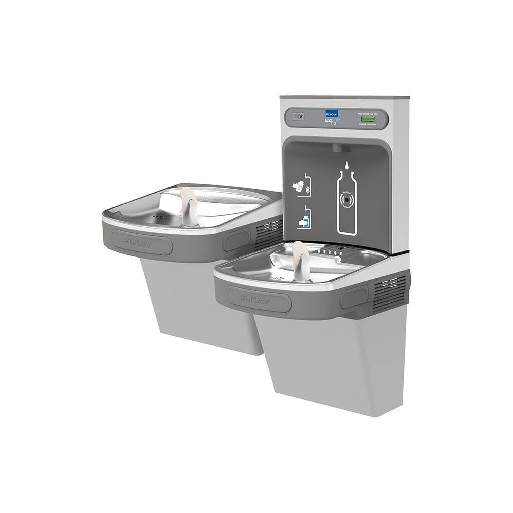 Elkay EZH2O Bottle Filling Station & Versatile Bi-Level ADA Cooler, Non-Filtered 8 GPH Light Gray - Grey