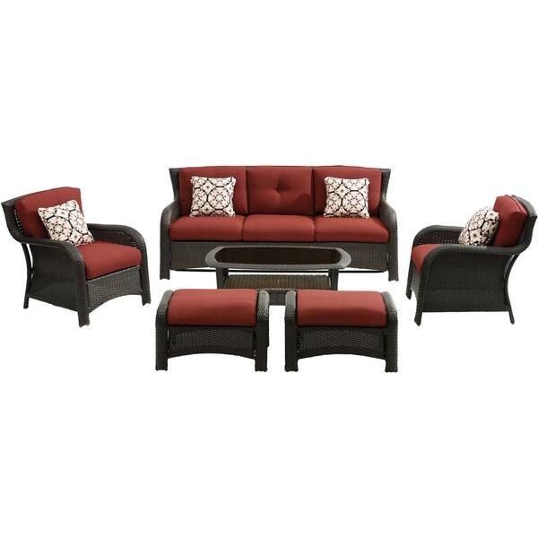 Shop Hanover Strathmere 6 Piece Lounge Set In Crimson Red Overstock 22139052