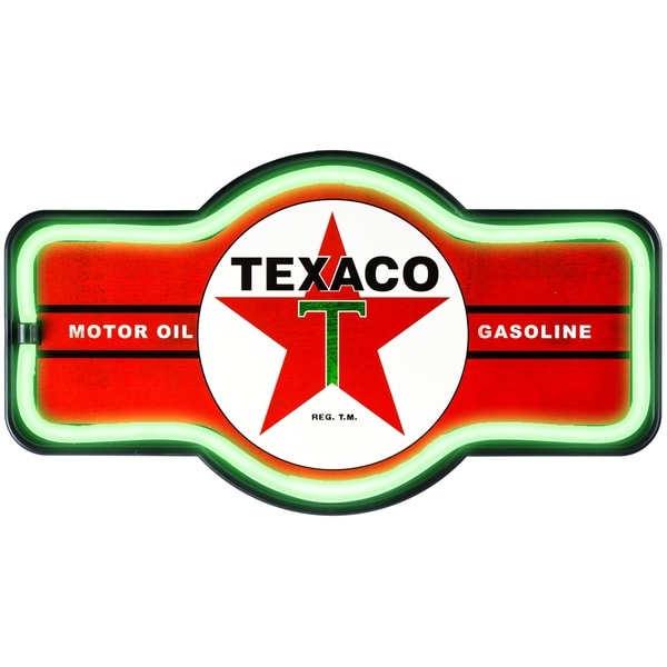 American Art Decor Vintage Texaco Marquee Shaped LED Light Up Sign Wall Decor for Man Cave Bar Garage