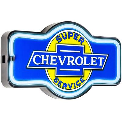American Art Decor Vintage Chevrolet Marquee Shaped LED Light Up Sign Wall Decor for Man Cave Bar Garage