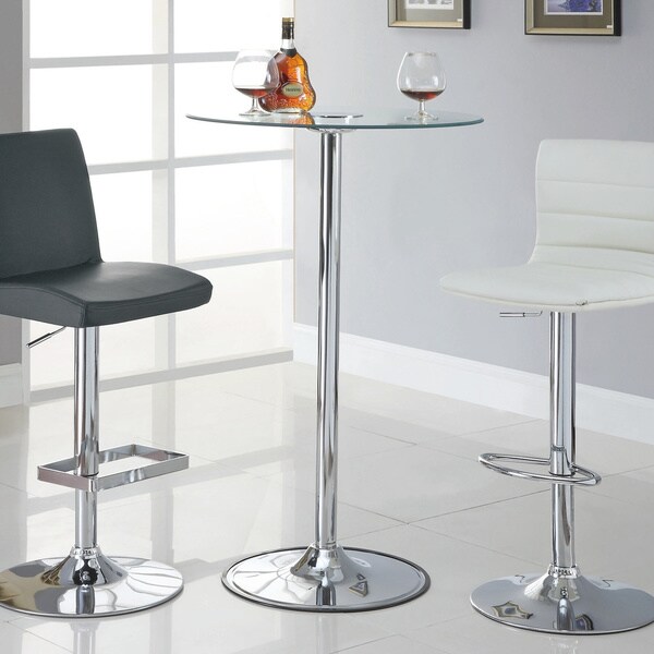 Contemporary Chrome LED Bar Table