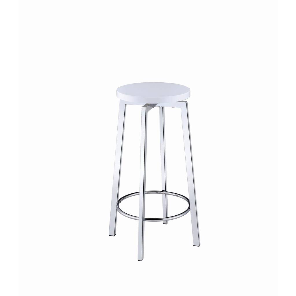 Contemporary White Metal Bar Stool