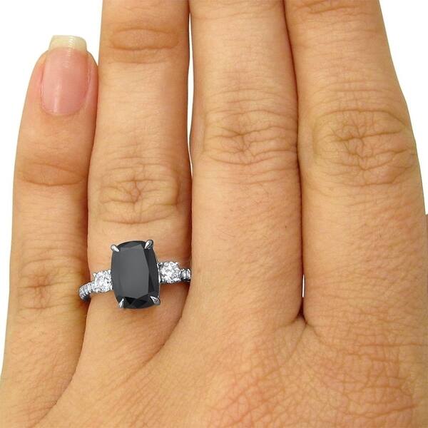 Shop 14k White Gold 4 1 5ct Tdw Certified Elongated Cushion Black