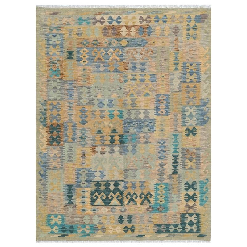 Handmade One-of-a-Kind Wool Kilim (Afghanistan) - 4'9 x 6'6