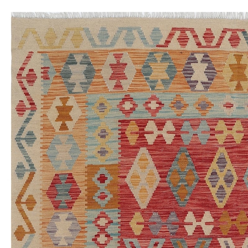Handmade One-of-a-Kind Wool Kilim (Afghanistan) - 5'10 x 8'1