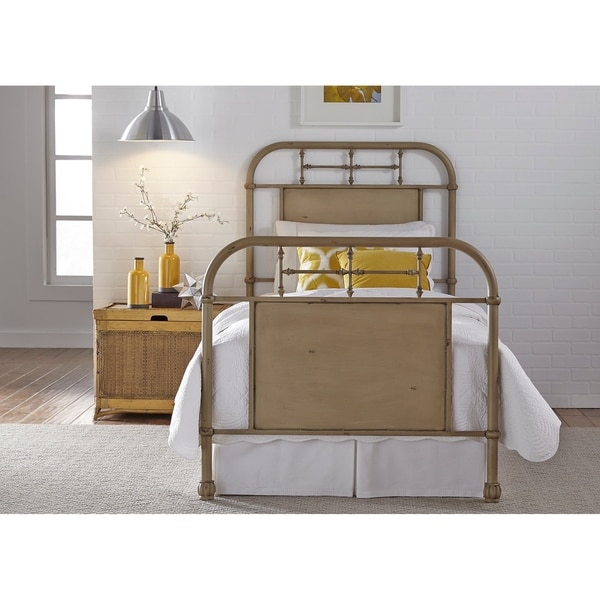 Carbon Loft Cauthen Youth Distressed Metal Vintage Cream Twin Metal Bed