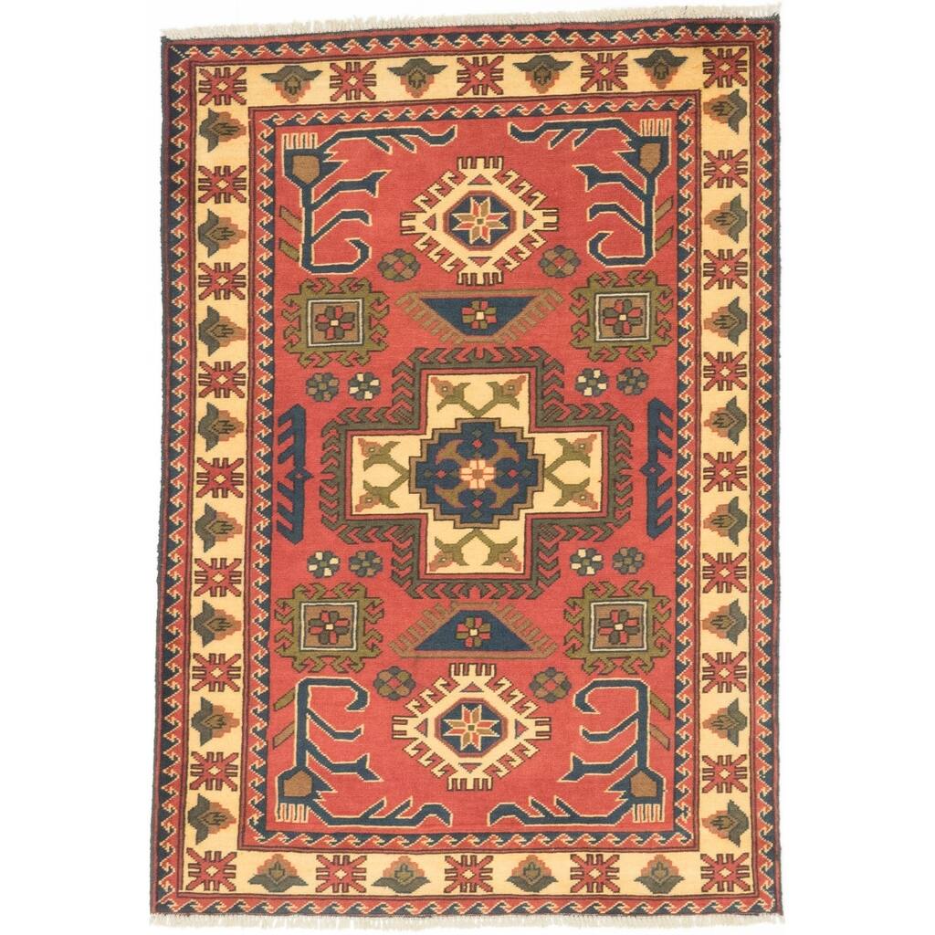 eCarpetGallery Hand-knotted Finest Kargahi Dark Orange Wool Rug - 3'5 x 4'9