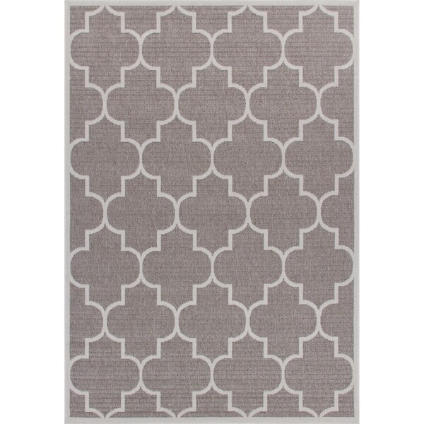 Rug and Decor -Stanford Indoor/Outdoor Weather-Proof Grey Trellis Rug - 6' x 9'
