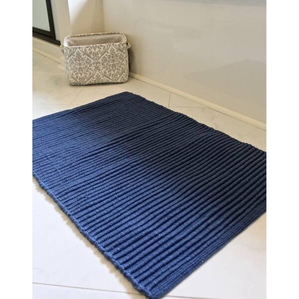 Shop Unbelievable Mats 20 X 32 Dark Blue Ribbed Bath Rug On