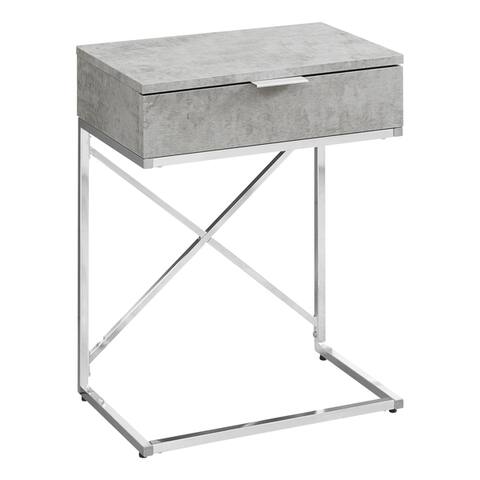 Accent Table, Side, End, Nightstand, Lamp, Storage Drawer, Living Room, Bedroom, Metal, Laminate, Chrome, Contemporary