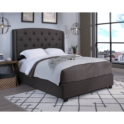 Republic Design House Peyton Upholstered Tufted Wingback Bed with Nail Head Trim