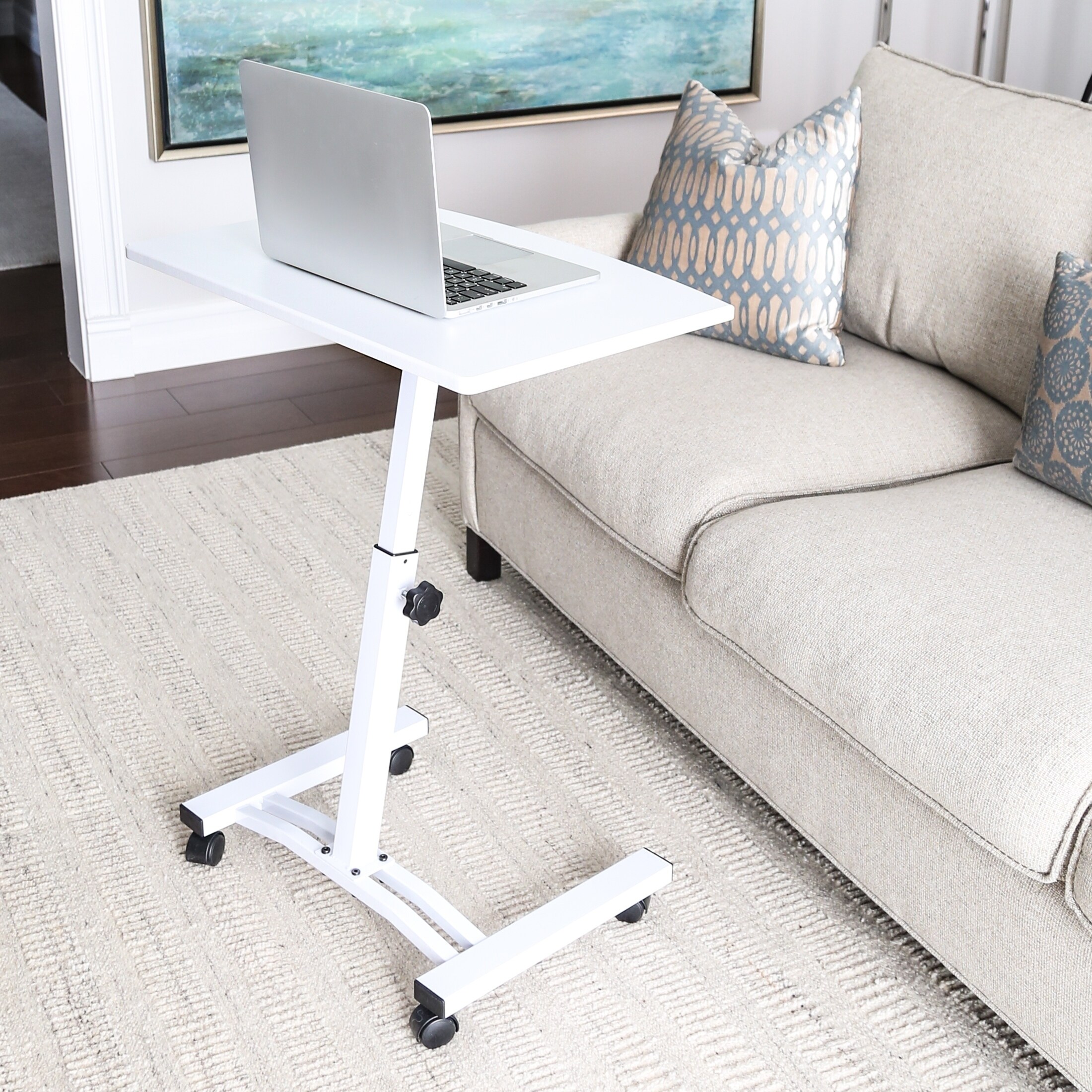 AIRLIFT White Mobile Laptop Computer Desk Cart With Adjustable Height Range 20.5 eBay