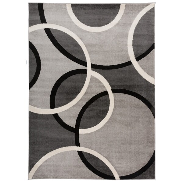 Modern Abstract Circles Area Rug Gray - 5'3" x 7'3"