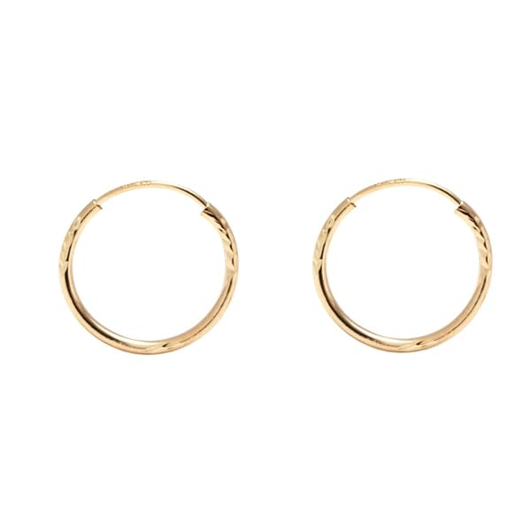 Pori Jewelers 14k Gold 12mm Diamond Cut Endless Hoop Earrings Pori Jewelers 14k Gold 12mm Diamond Cut Endless Hoop Earrings Boxed