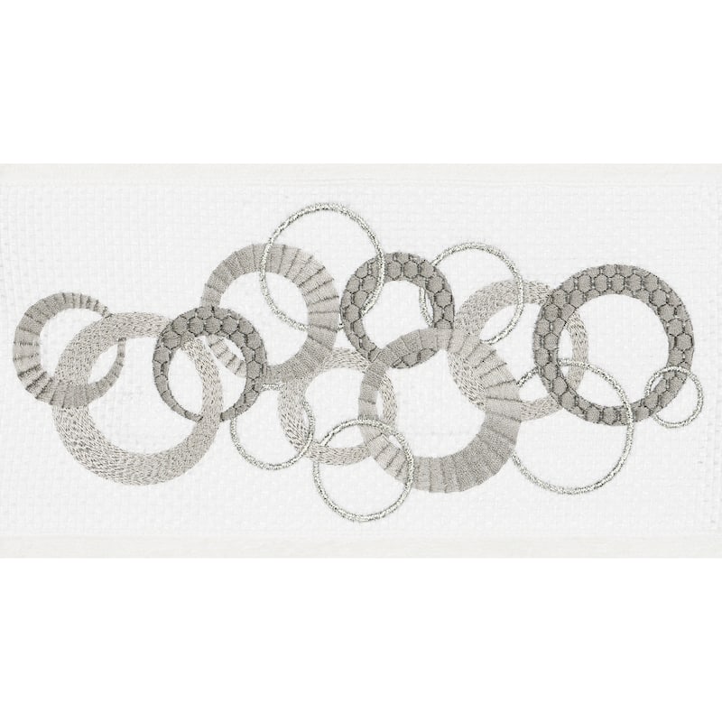 Authentic Hotel and Spa Turkish Cotton Circles Embroidered White 2-piece Bath Towel Set