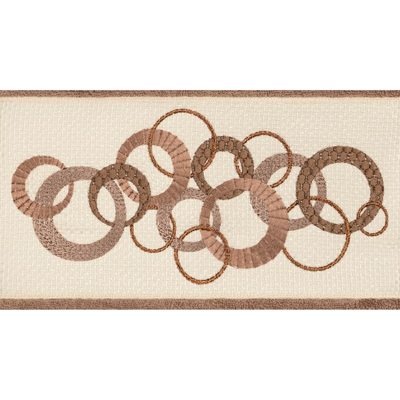 Authentic Hotel and Spa Turkish Cotton Circles Embroidered Latte Brown 3-piece Towel Set
