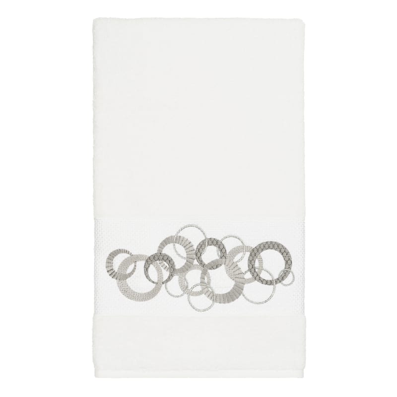 Authentic Hotel and Spa Turkish Cotton Circles Embroidered White 8-piece Towel Set