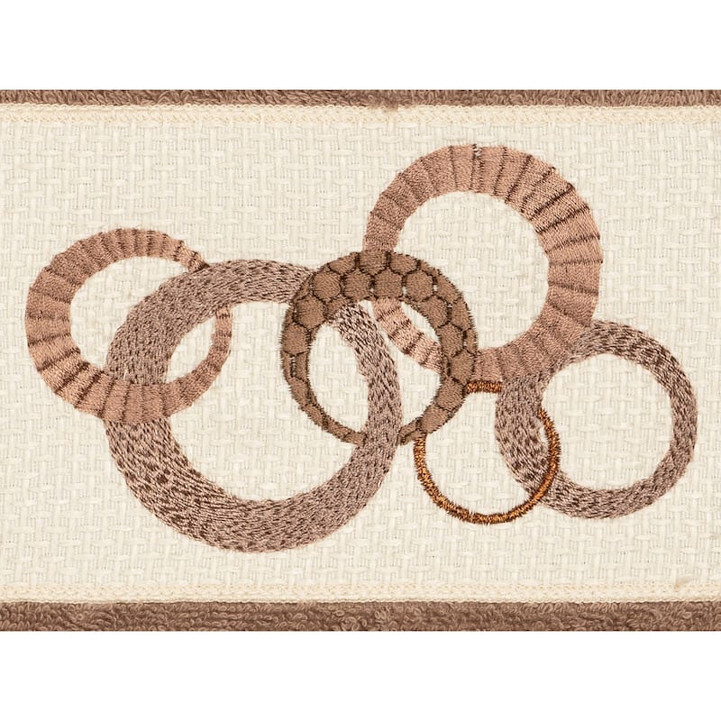 Authentic Hotel and Spa Turkish Cotton Circles Embroidered Latte Brown 4-piece Towel Set