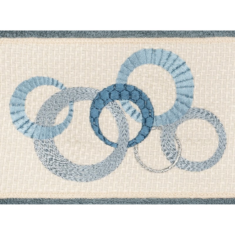 Authentic Hotel and Spa Turkish Cotton Circles Embroidered Teal Blue 4-piece Hand Towel Set