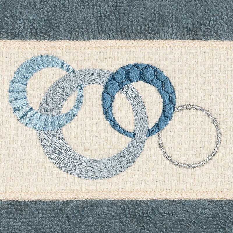 Authentic Hotel and Spa Turkish Cotton Circles Embroidered Teal Blue 2-piece Washcloth Set