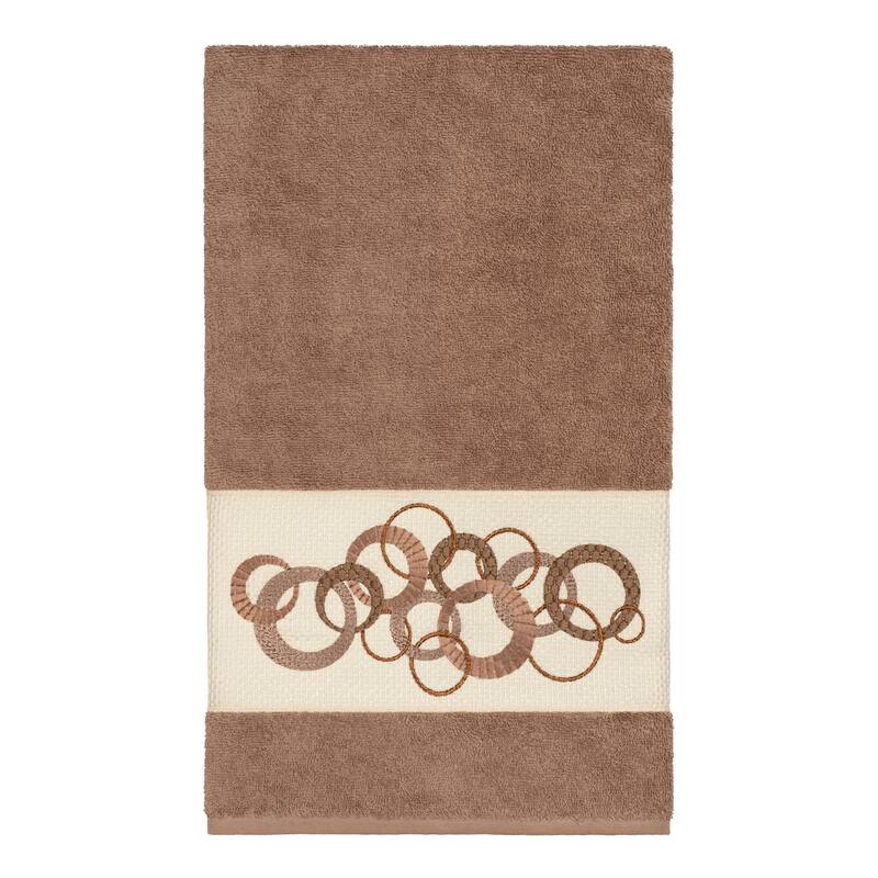 Authentic Hotel and Spa Turkish Cotton Circles Embroidered Latte Brown 8-piece Towel Set