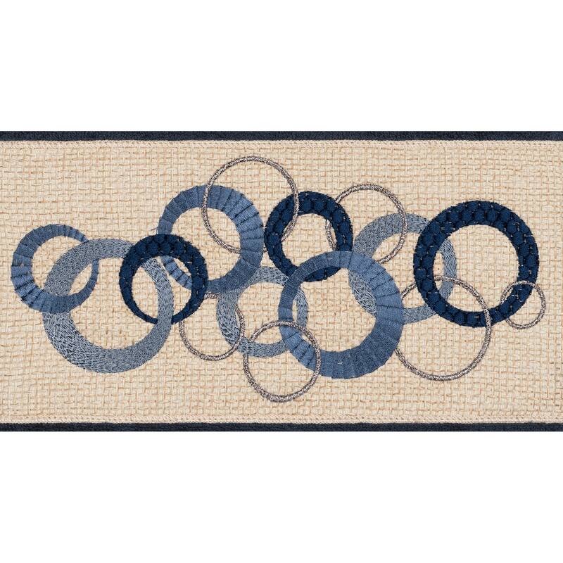 Authentic Hotel and Spa Turkish Cotton Circles Embroidered Midnight Blue Bath Towel