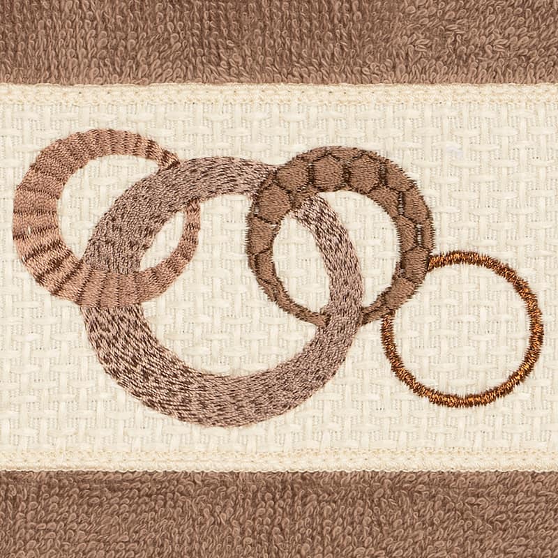 Authentic Hotel and Spa Turkish Cotton Circles Embroidered Latte Brown 4-piece Washcloth Set