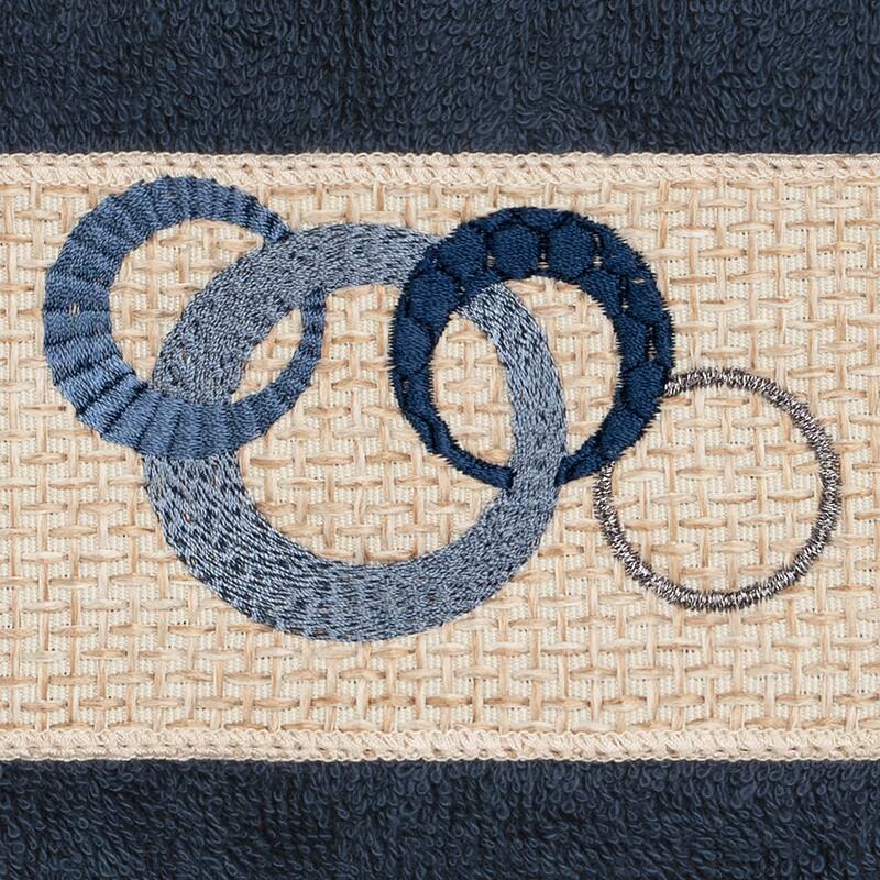 Authentic Hotel and Spa Turkish Cotton Circles Embroidered Midnight Blue 2-piece Washcloth Set