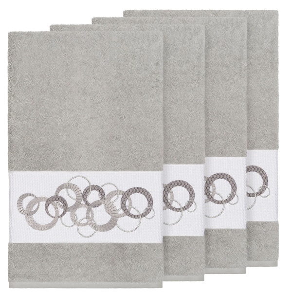 White Classic Luxury Bath Towels - Cotton Hotel spa Towel 27x54 4-Pack White-Grey  