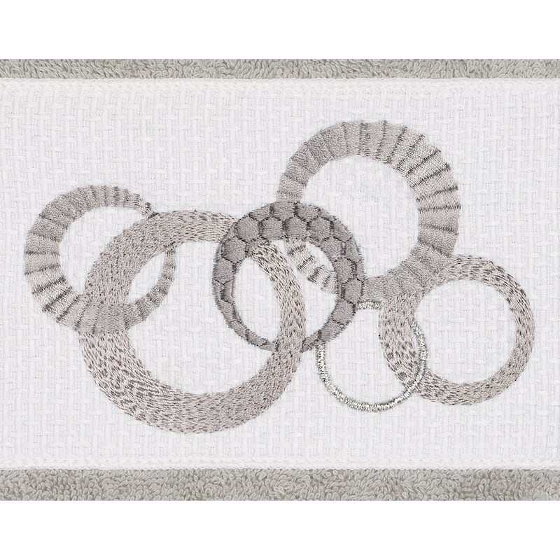 Authentic Hotel and Spa Turkish Cotton Circles Embroidered Light Grey Hand Towel