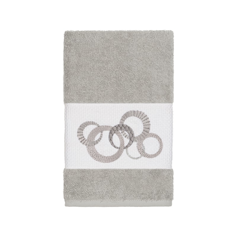 Authentic Hotel and Spa Turkish Cotton Circles Embroidered Light Grey Hand Towel