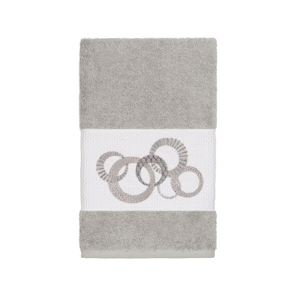 Authentic Hotel and Spa Turkish Cotton Circles Embroidered Light Grey Hand Towel