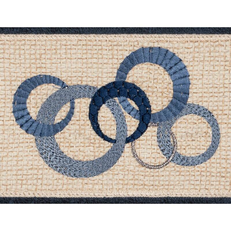 Authentic Hotel and Spa Turkish Cotton Circles Embroidered Midnight Blue 3-piece Towel Set