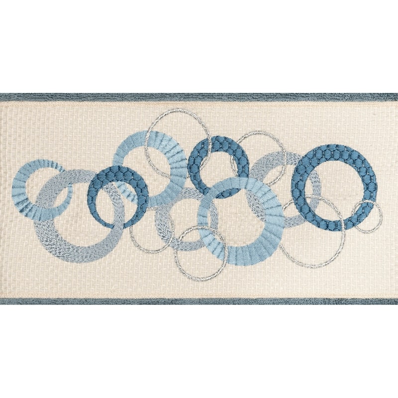 Authentic Hotel and Spa Turkish Cotton Circles Embroidered Teal Blue 4-piece Towel Set