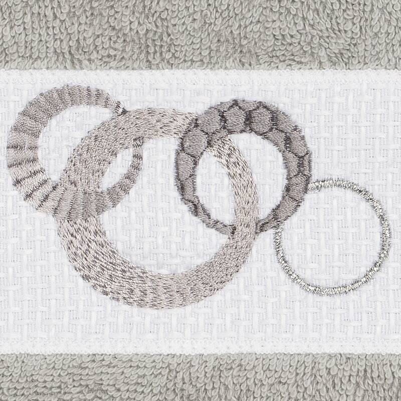 Authentic Hotel and Spa Turkish Cotton Circles Embroidered Light Grey 4-piece Washcloth Set