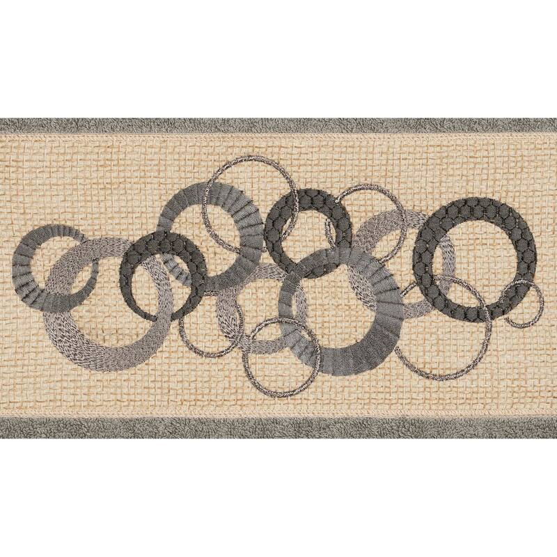Authentic Hotel and Spa Turkish Cotton Circles Embroidered Dark Grey 4-piece Towel Set
